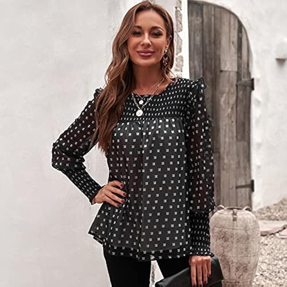 yilon イロン　　DOT FRILL BLOUSE Dot frill blouse – YILON
